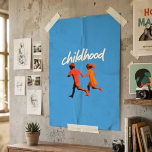 childhood - 레트로 빈티지 블루 아트 포스터