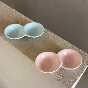 매트 핑크 블루 2칸 종지 미니 반찬 그릇