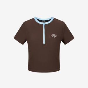 (광주신세계)[FILA] 골지 스판 반집업 반팔 스윔웨어 (FS2RTH2454F BRN)