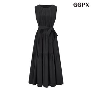 GGPX 클래식 플리츠 민소매 롱 원피스 (GQBOW099D)