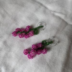 TEMU 수제 포도 귀걸이 1쌍, 휴가, 데일리웨어, 파티용 - 유리 포도 송이형 드롭 귀걸이, 어머니의 날 선물, 사계절용