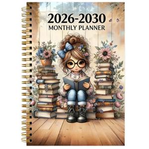 TEMU 2026-2030 월간 플래너/달력 - 2026년 1월 - 2030년 12월, 5년 월간 플래너, 여성을 위한 책 애호가 테마 커버 다이어리, 연간 캘린더 플래너, 월별 탭, 60개월 캘린더, 5.5