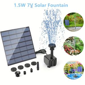 TEMU 태양광 분수대 패널 워터 펌프 세트, 1.5w-3.5w 야외 소형 연못, 파티오 정원 및 어항용 태양광 패널 키트