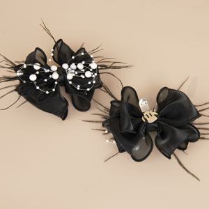 TEMU 세련되고 쉬운 리본 매듭 메시 3단 신발 버클 한 쌍, 큰 및 작은 비즈가 함께 매달린, 탈착식 신발 버클, 웨딩 신부 파티 하이힐 신발 꽃