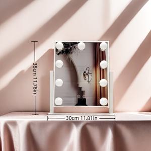 TEMU 스마트 터치 LED 메이크업 거울 / 조명 데스크탑 화장대 거울 / 기숙사용 고화질 테이블 거울 / 침실 데스크탑 선물용 거울 / 유럽 및 미국 스타일 전구 거울 / 무단계 밝기 조절 야간 조명 거울 / 호텔용 받침대 지지 거울