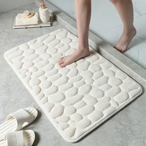TEMU 1개 조약돌 욕실 미끄럼 방지 매트, 단색 메모리 욕실 발 매트, 발 닦이 흡수 바닥 매트