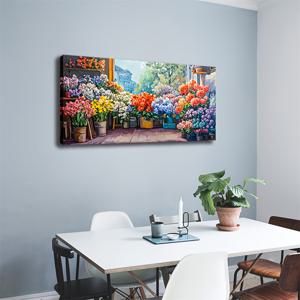 TEMU 생동감 넘치는 꽃 정원 캔버스 아트 - 50x100cm & 20x40인치 액자 벽 장식, 수채화 오일 페인팅, 홈, 오피스, 카페, 차고용 목재 프레임, 침실 장식 | 아트 프린트 | 캔버스 벽 장식, 대형 캔버스 벽 예술