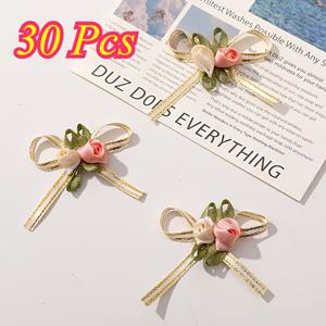 TEMU 30/60개 세트 - 우아한 장미 리본과 플로럴 장식, 폴리에스터 혼합 컬러 DIY 공예 및 선물 포장용 - 웨딩, 휴일, 생일, 홈 데코, 크리스마스 트리 장식, 크리스마스 파티 리본에 이상적