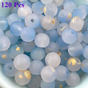 120개/240개, 8mm/0.3인치 유리 프로스트 골드 파우더 더블 피스 라운드 비즈 스파터 비즈 수제 비즈 재료 팔찌 목걸이 추가