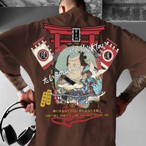 TEMU 남성용 도쿄 전통 건축 패턴 반팔 흰색 티셔츠, 일본어 프린트 문구 포함, 데일리 학교룩 또는 선물용으로 적합