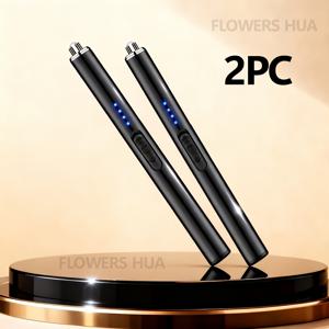 TEMU 질감 전자 점화봉, USB 충전식, 방풍 아크 라이터, 듀얼 안전 스위치, LED 전원 디스플레이, 야외 캠핑, 바비큐, 피크닉, 실내 아로마테라피 캔들, 주방용으로 적합