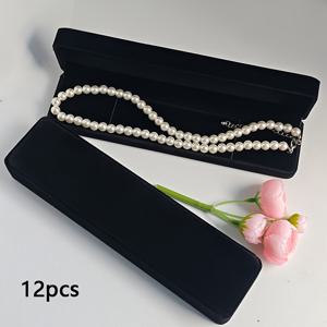 TEMU 12개 고급 벨벳 긴 직사각형 목걸이 상자, 보석함, 튼튼하고 내구성 있는 주얼리 케이스, 선물 보관함, 주얼리 진열 및 보관함, 목걸이, 팔찌, 시계줄, 펜던트, 머리핀에 적합, 무ฝุ드 보관함, 발렌타인데이, 결혼식, 여자친구를 위한 선물 포장 상자, 주얼리 액세서리 미포함