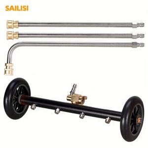 TEMU 4000 PSI 고압 차량 차체 세척 물 브러시, 상하향 조절 가능, 바닥 세척 가능, 4개의 물 배출구, 3개의 연장 막대, 1/4 퀵 커넥터 포함, 차량 차체 및 파티오 청소에 적합