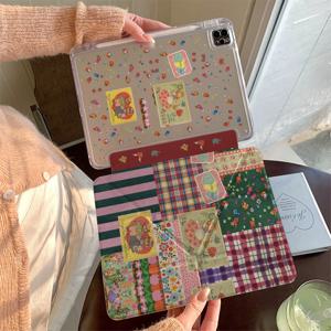 1개 카툰 숲속 커플 곰 멀티폴드 태블릿 케이스, 갤럭시 탭 S10/S7+/S8+/S9+/S9 FE+/S10+, 탭 S6 라이트, 탭 A7/A8/A9+용