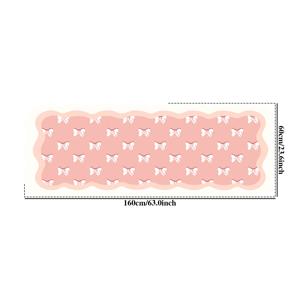 TEMU 1개 인조 캐시미어 카펫, 무게 1000G, 두께 10mm, 크기 40X110cm. 미끄럼 방지, 부드럽고 푹신한 바닥 매트이며, 핑크 리본 웨이브 디자인으로 복도, 주방, 옷장, 라운지에 적합합니다.