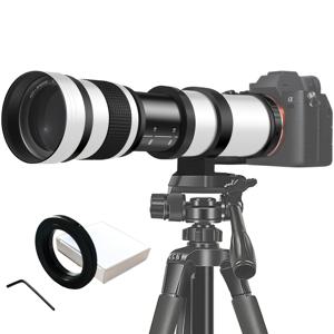 TEMU 캐논/니콘/소니용 슈퍼 망원 렌즈 - 420-800mm F/8.3-16 장초점 렌즈 (수동 줌) - T 타입 마운트, 다양한 카메라 모델 호환 가능 (어댑터 링 포함)