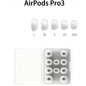 TEMU Airpods Pro 3용 귀마개 5쌍, Airpods Pro 교체용 미끄럼 방지 귀마개, 보관 상자 포함 실리콘 귀마개 추가 (XXS/XS/S/M/L) 화이트, 헤드폰 미포함