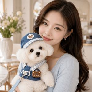 TEMU 여름 애견 옷 세트 고양이 강아지 공용 데님 산책 하네스 리드줄 모자 포함 실용 세트
