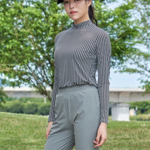 TEMU 여성 군살커버 패턴 냉감 티셔츠 자외선차단 쿨링 반폴라 긴팔티 골프 아웃도어 파핑(W6ST26)