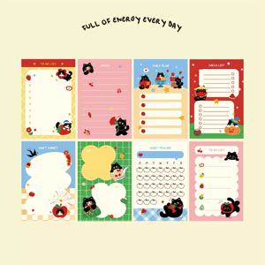 TEMU 40매/8가지 스타일의 젤리 고양이 루스 장식 용지, 체크인 기록 스티커 메모, 펀칭 가능한 노트북 리필, 메시지 메모 패드, 저널 루스 삽입물, 장식 재료 용지