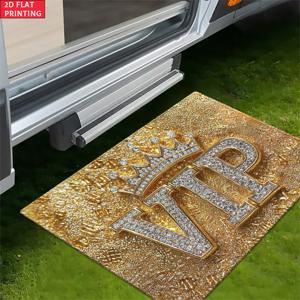 TEMU 2D 평면, 850gsm 벨벳 골든 VIP 크라운 2D 평면 아트 HD 프린팅 주방 러그, 욕실 매트, 미끄럼 방지 요가 매트, 흡수성 기계 세탁 가능 러그, 욕실, 거실, 소파, 테이블, 거실 현관 카펫, 피크닉, 야외 카펫용, 2D 평면