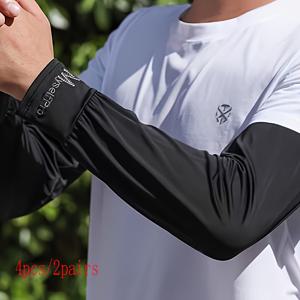 TEMU 4pcs Men's I Sleeves, Loose Size I y Fiber Fabric Arm Sleeves, Outdoor Sports Sun Sleeves, , Breathable, Qui-Drying, Washable, High Elasticity, Non-Clingy, Non-Tight, Comfortable for