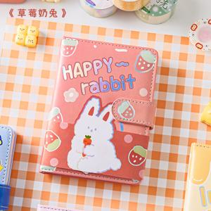 TEMU PU 자석 클로저 노트북, 224페이지 컬러 내지, 귀여운 토끼 곰 오리 개 핸드드레인 일러스트 다이어리, 풀컬러 저널, 튼튼하고 내구성 있는 커버와 편안한 터치감