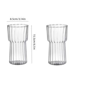 TEMU 클래식 수직 유리컵 2개 · 7mm 고붕규산 유리 제작: 내열성, 음료, 커피, 주스, 아침 우유컵용 대용량컵, 내구성 있고 스타일리시함