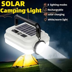 휴대용 야외 태양광 랜턴, 멀티 기능 캠핑 랜턴, 2400mAh 리튬 배터리 및 숨겨진 후크 내장, 8가지 조명 모드, , 캠핑, 하이킹, 낚시, 할로윈 파티, 크리스마스 선물에 이상적
