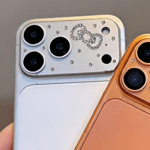 TEMU 아이폰 17 Pro Max 및 17 Pro용 스타일리시 라인스톤 리본 하트 장식 투명 카메라 렌즈 필름 (여성용으로 디자인됨, 렌즈 보호 완벽)