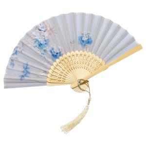 TEMU 16Cm 미니 플로럴 대나무 접이식 선풍기, 여성 결혼식 파티 장식용 휴대용 경량 손 선풍기 (태슬 장식)