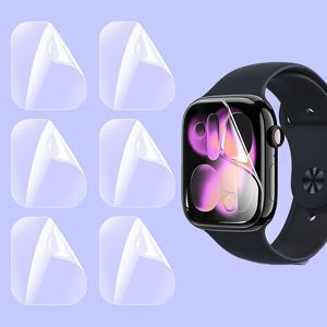 TEMU 6개 업그레이드 시계 하이드로겔 필름 소프트 필름, Apple Watch Series 11/10/9/8/7/6/5/4/3/2/1/Ultra Watch 보호 필름에 적합, 스크래치 방지 및 내구성, HD 투명, 원시 기계 효과 복원