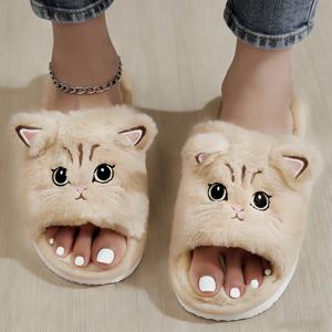 TEMU 고양이 토끼 모양 오픈 토 슬리퍼, 여성 신발
