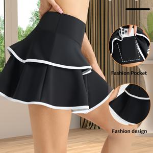 TEMU 새 여성용 숏 스커트 다기능 하이웨스트, 2-In-1 러닝 및 테니스 스커트 G-String 디자인, 캐주얼 플리츠 편안한 미니 스커트|치마바지