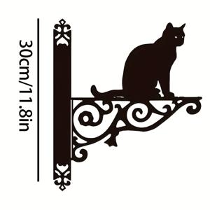 TEMU 고양이 앉은 모양 장식용 걸이형 브라켓 - 현대적인 매달기 바구니 브라켓 벽걸이형 장식용 정원 매달기 바구니, 블랙, 결혼식, 부활절 및 기타 특별한 행사에 적합, 철제 소재