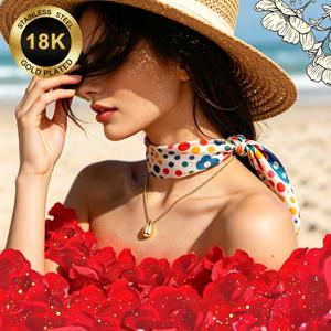 TEMU 1개 18K 금도금 물방울 여성 목걸이, 박스 체인 포함, 데일리 및 파티 행사에 적합, 이상적인 선물 선택, 크리스마스 발렌타인데이 선물