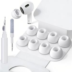 TEMU Airpods Pro 2세대/1세대용 이어팁 교체품 4쌍, 실리콘 소재 및 클리닝 펜 포함, 4가지 사이즈 XS/S/M/L