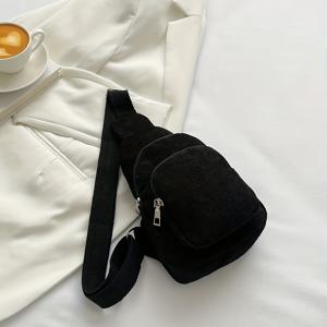TEMU 코듀로이 여성용 체스트백 캐주얼 경량 웨이스트백 한국 스타일 다용도 단색 초극세사 크로스바디 스몰백 간편 코듀로이 숄더 크로스바디 백