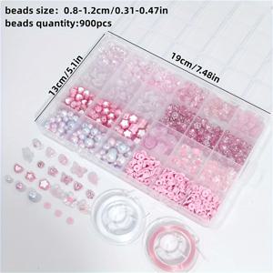 TEMU 0.8~1.2cm 사이의 24칸 상자, 핑크 아크릴 비즈, 러브 비즈, 부드러운 클레이, 탄성 실 2개로 채워져 있으며 팔찌, 목걸이, 반지, 귀걸이 제작에 적합합니다.