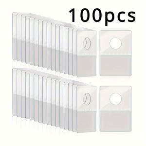TEMU 100/200/500개 플라스틱 접착 후크 - 투명 PVC PET 원형 구멍 디자인, 카드 애완 동물 후크 걸이, 걸이 조각, 항공기 구멍 후크, 제품 장난감 포장 선반 디스플레이, 선물 가방 접착 후크에 적합