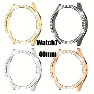 TEMU 스파클링 시계 케이스 4개 세트, 삼성 시리즈 4/5/6/7, 40mm 및 44mm 호환, 인조 이중열 인레이, 충격 방지, 하드 PC 홀아웃 케이스, 스타일리시하고 우아한 여성용 시계 케이스, 편안하고 착용이 간편하며 섬세한 터치감, 4가지 색상 조합 세트로 구성됨