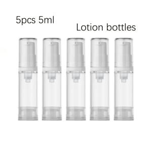 TEMU 투명 5ml 10ml 1/3oz 플라스틱 펌프 로션 진공 병 빈 리필 가능 크림 파운데이션 AS 소재 여행 출장용 소분병 5개 세트