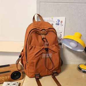 TEMU 여성용 단색 나일론 캐주얼 스포츠 스타일 대용량 드로스트링 백팩, 여성, 대학생, 중학생, 고등학생용 다중 포켓 컴퓨터 백팩, , 하이킹 및 사이클링 가방