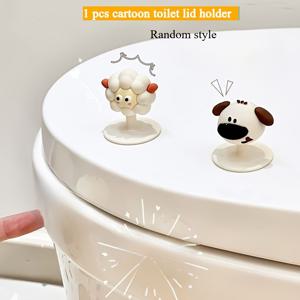 TEMU 1개 카툰 변기 뚜껑 홀더, 소형 강아지와 양 스타일 PVC 재질, 펀칭 없는 디자인, 욕실 변기 손잡이용, 후크 및 서랍 핸들 등으로도 사용 가능, 귀여운 홈 욕실 액세서리