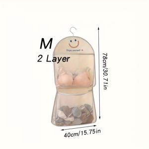 TEMU 1개 속옷 및 양말 걸이형 수납 가방, 란제리 메시 가방, 옷장 및 침대 옆 옷 걸이 정리함