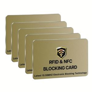 TEMU RFID 차단 카드, 5개입 패키지, 지갑 전체를 보호하는 카드 1개, 남성 및 여성용, NFC 비접촉식 은행 직불 신용카드 보호기, ID ATM 가드 카드