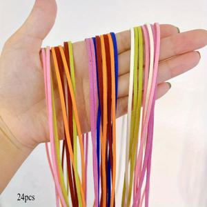 TEMU 혼합 색상 목걸이 팔찌 24개 세트, 손으로 짠 로프, 컬러 목걸이 로프 링, DIY 수공예품 및 목걸이 로프 끝단 제작용, 선물 포장 액세서리