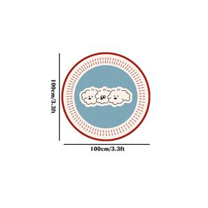 TEMU 두꺼운 10mm 고품질 인조 캐시미어 도트 플라스틱 바닥 1개 멤피스 라운드 거실 카펫, 도파민 블루 강아지 패턴으로 창의적으로 디자인됨, 침실 침대 옆에 완벽, 플러시 러그로 집 장식, 간편한 소파 커피 테이블 소프트 플로어 매트