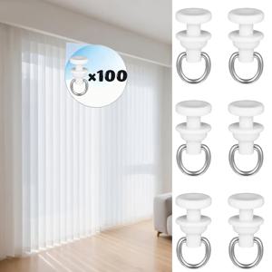 TEMU 100/200/300개 화이트 커튼 트랙 롤러 시스템 키트 - 헤비듀티 플라스틱 무소음 글라이딩 트랙 롤러 및 커튼 후크, 직선/곡선 레일 시스템 호환, 문, 샤워 커튼용 (쉬운 설치, 내구성)