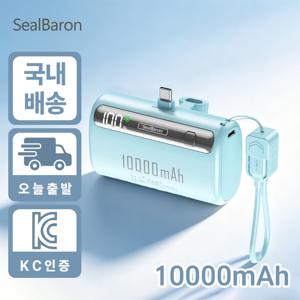 TEMU 22.5W 급속 충전 캡슐 보조 배터리 10,000밀리암페어 자체 코드 교환형 보조배터리 미니 휴대용 컴팩트